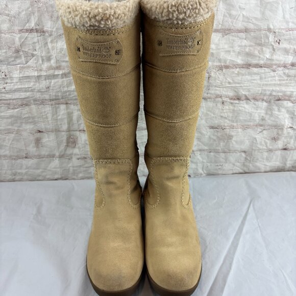 Timberland Women's 8.5 Beige Suede Insulated Tall Waterproof Winter Boots - Picture 6 of 15